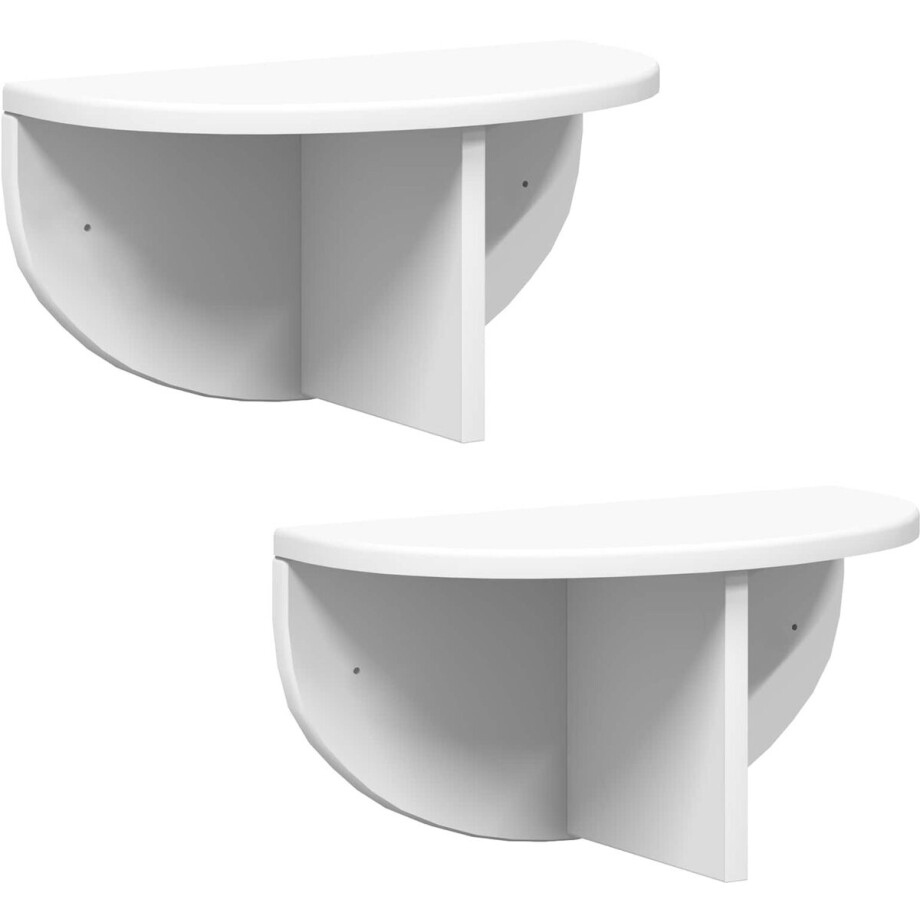 vidaXL - Wandplank - 2 - st - Wit - 38 - x - 19 - x - 19 - cm - Bewerkt - hout afbeelding 1
