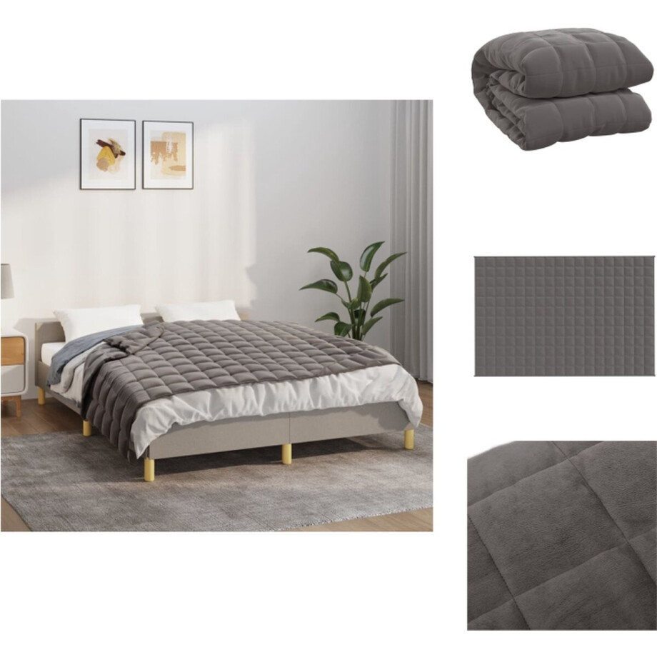 vidaXL - Verzwaringsdeken - 120x180 - cm - 9 - kg - stof - grijs afbeelding 1