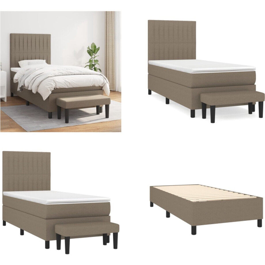 vidaXL Boxspring met matras stof taupe 80x200 cm - Boxspring - Boxsprings - Pocketveringbed - Bed vidaXL Boxspring met matras stof taupe 80x200 cm - Boxspring - Boxsprings - Pocketveringbed - Bed afbeelding 1