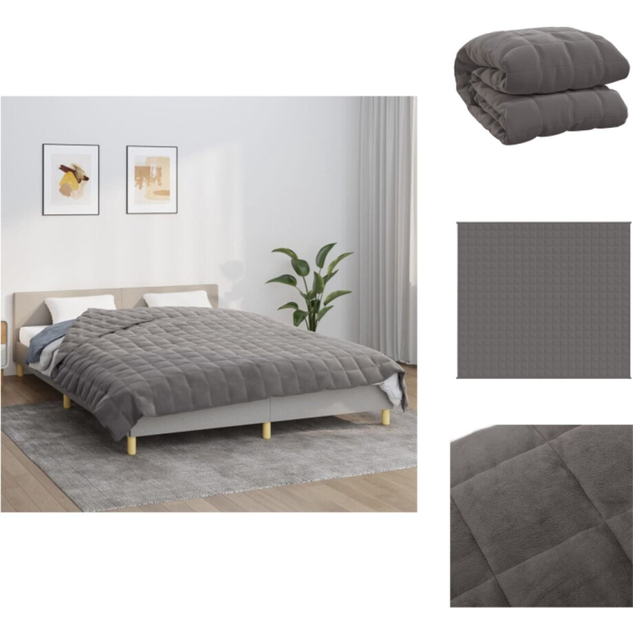 vidaXL Verzwaringsdeken - Verzwaringsdekens - Deken - Beddengoed - Verzwaringsdeken 200x225 cm 9 kg stof grijs afbeelding 1