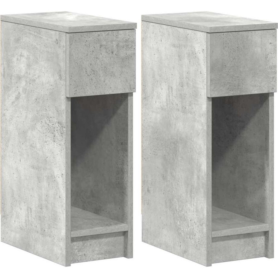 vidaXL - Nachtkastjes - 2 - st - met - lade - 20x36x60 - cm - betongrijs afbeelding 1