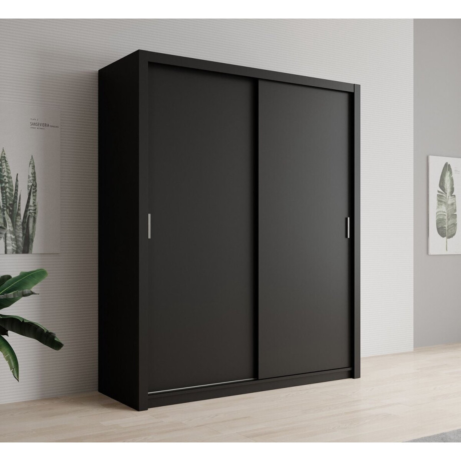 Meubella - Kledingkast Blake - Mat Zwart - 180 cm Meubella - Kledingkast Blake - Mat Zwart - 180 cm afbeelding 1