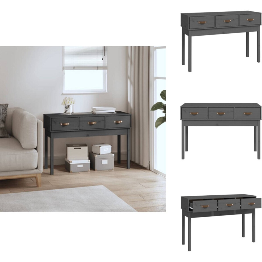 vidaXL Wandtafel - Wandtafels - Consoletafel - Houten Wandtafel - Wandtafel 114x40x75 cm massief grenenhout grijs afbeelding 1