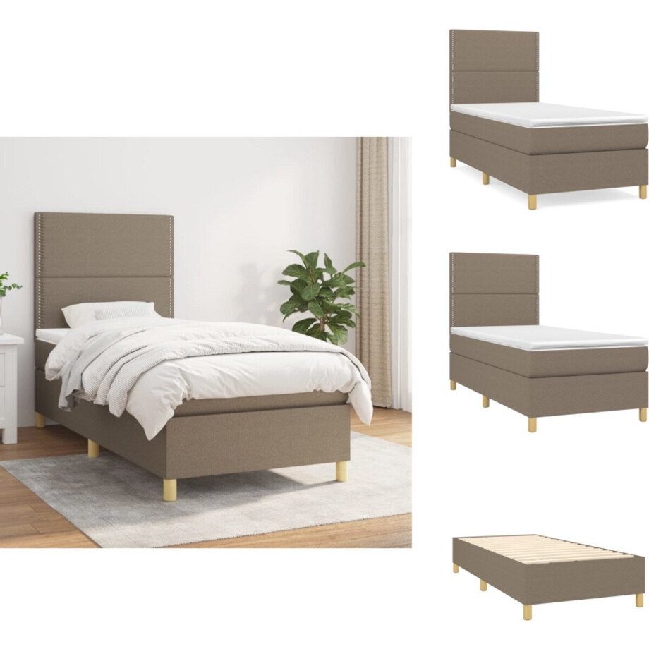 vidaXL Boxspring - Boxsprings - Bed - Slaapmeubel - Boxspring met matras stof taupe 90x190 cm afbeelding 1