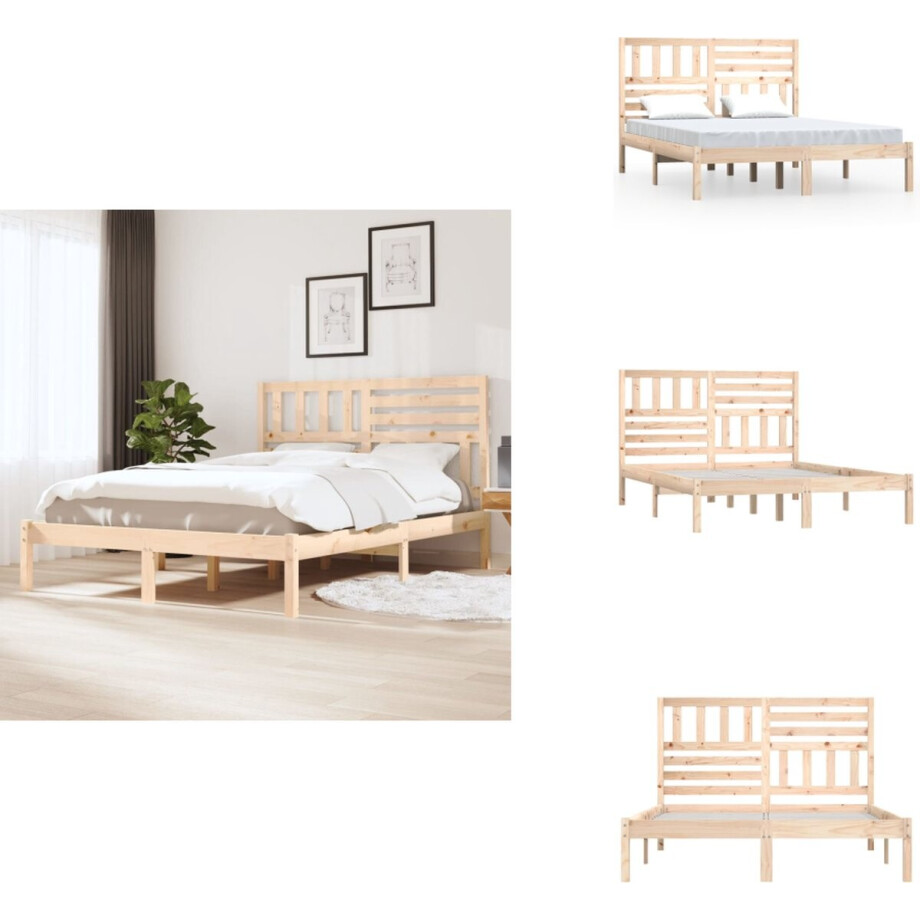 vidaXL Bedframe - Bedframes - Eenpersoonsbed - Bed - Bedframe zonder matras massief grenenhout 120x190 cm afbeelding 1