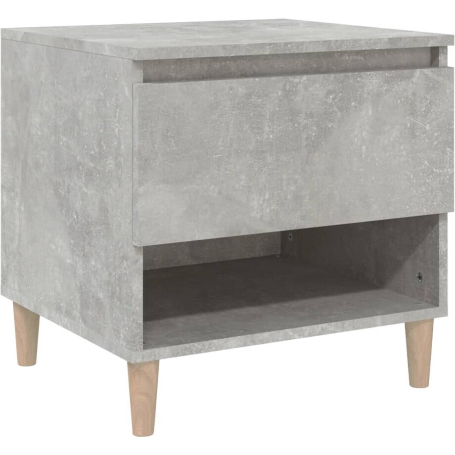 vidaXL Nachtkastje - 50x46x50 cm - Bewerkt hout - Grijs Nachtkastje - Kastje - Slaapkamermeubilair - Houten Nachtlamptafel - Beton Grijs afbeelding 1