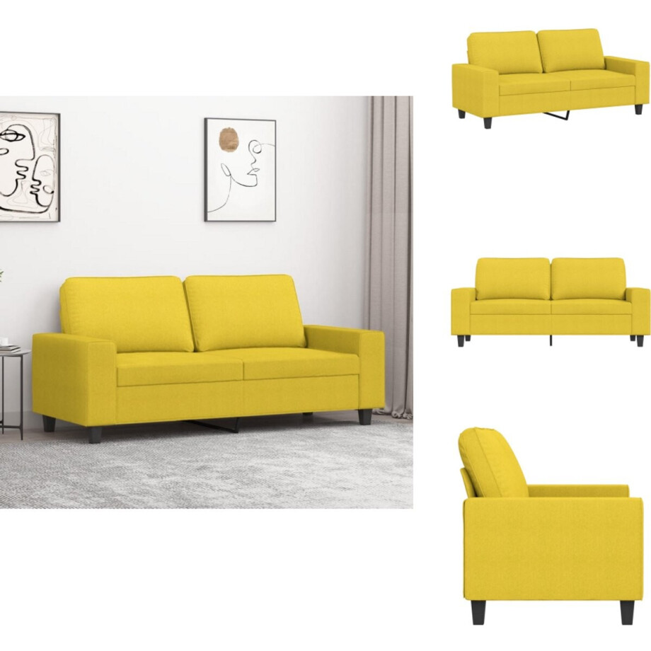 vidaXL 2-zitsbank - 2-zitsbanken - Bank - Tweezitsbank - Tweezitsbank 140 cm stof lichtgeel afbeelding 1