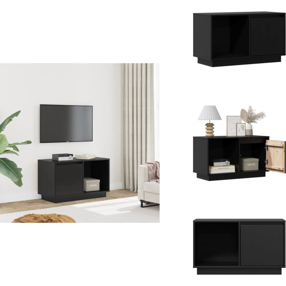 vidaXL Tv-kast - Tv-kasten - Tv-meubel - Hifi-meubel - Tv-meubel 74x35x44 cm massief grenenhout zwart afbeelding 1