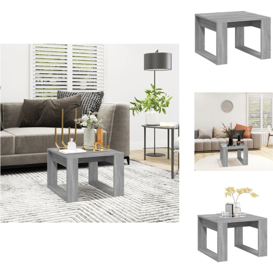 vidaXL - Bijzettafel - 50x50x35 - cm - bewerkt - hout - grijs - sonoma - eikenkleurig afbeelding 1