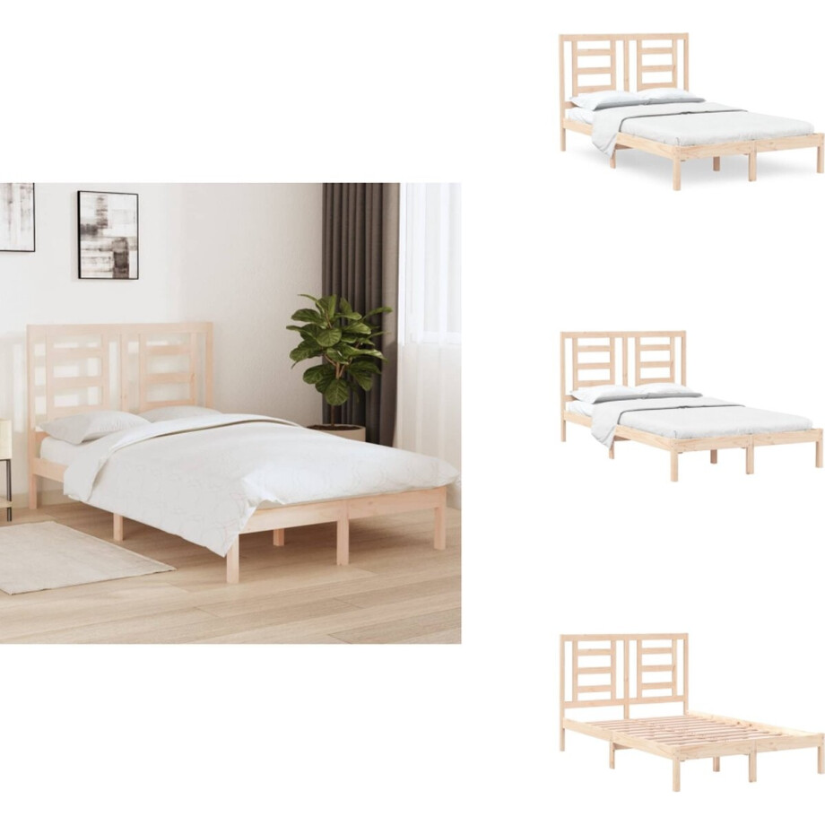 vidaXL Bedframe - Bedframes - Bed - Bedbodem - Bedframe zonder matras massief grenenhout 120x200 cm afbeelding 1