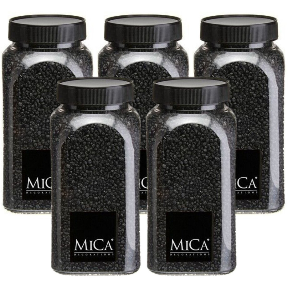 Mica Decorations decoratie stenen/granulaat - 5x - 650ml - zwart - hobby steentjes afbeelding 1