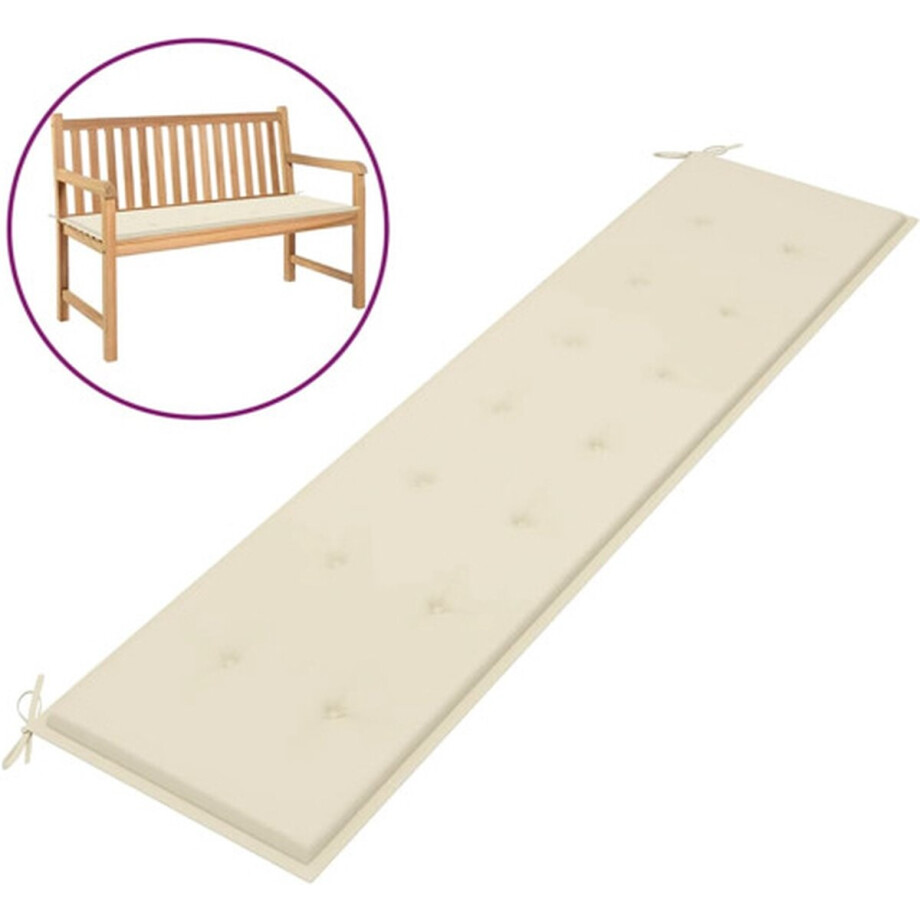 vidaXL - Tuinbankkussen - 200x50x4 - cm - oxford - stof - crèmekleurig vidaXL - Tuinbankkussen - 200x50x4 - cm - oxford - stof - crèmekleurig afbeelding 1
