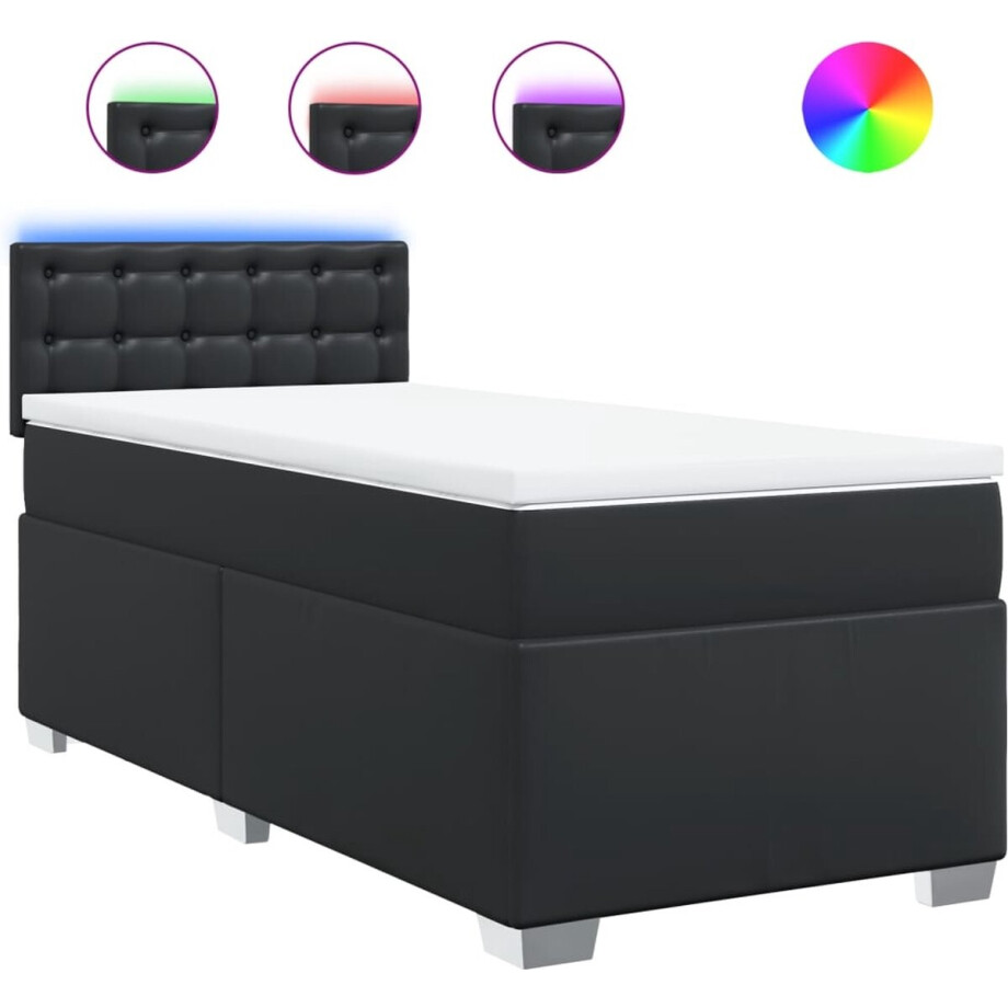 vidaXL - Boxspring - met - matras - kunstleer - zwart - 100x200 - cm afbeelding 1