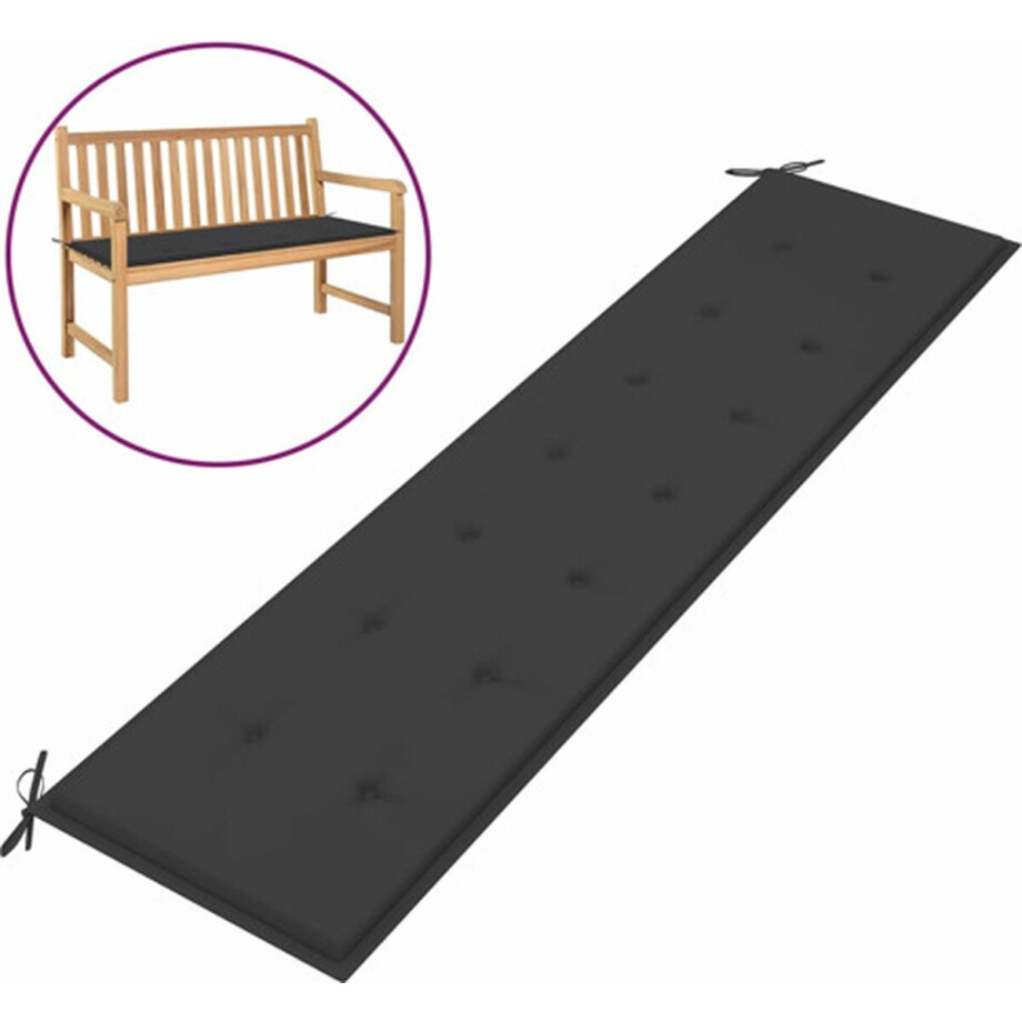 vidaXL - Tuinbankkussen - 200x50x3 - cm - oxford - stof - antracietkleurig vidaXL - Tuinbankkussen - 200x50x3 - cm - oxford - stof - antracietkleurig afbeelding 1