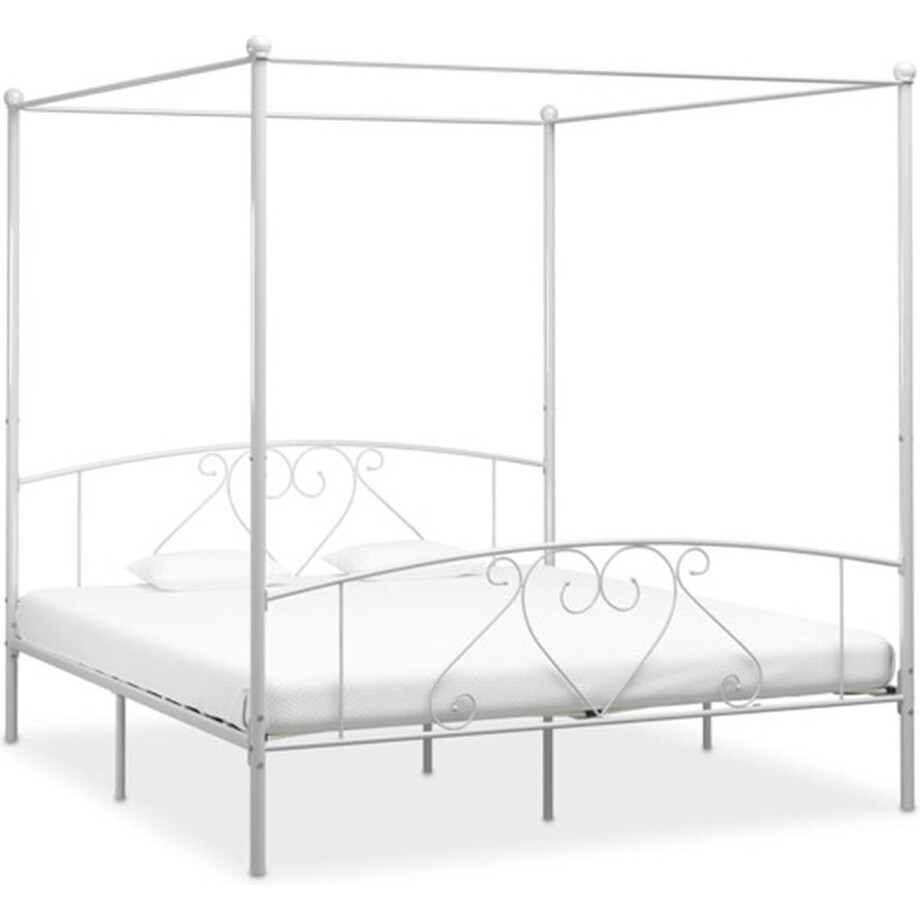 vidaXL - Hemelbedframe - metaal - wit - 180x200 - cm vidaXL - Hemelbedframe - metaal - wit - 180x200 - cm afbeelding 1