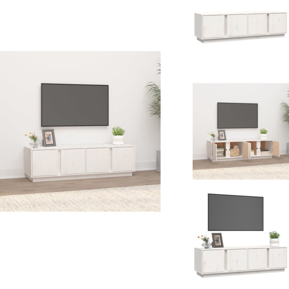 vidaXL Tv Kast - Tv Kasten - Tv Meubel - Tv Meubels - Tv-meubel 140x40x40 cm massief grenenhout wit vidaXL Tv Kast - Tv Kasten - Tv Meubel - Tv Meubels - Tv-meubel 140x40x40 cm massief grenenhout wit afbeelding 1
