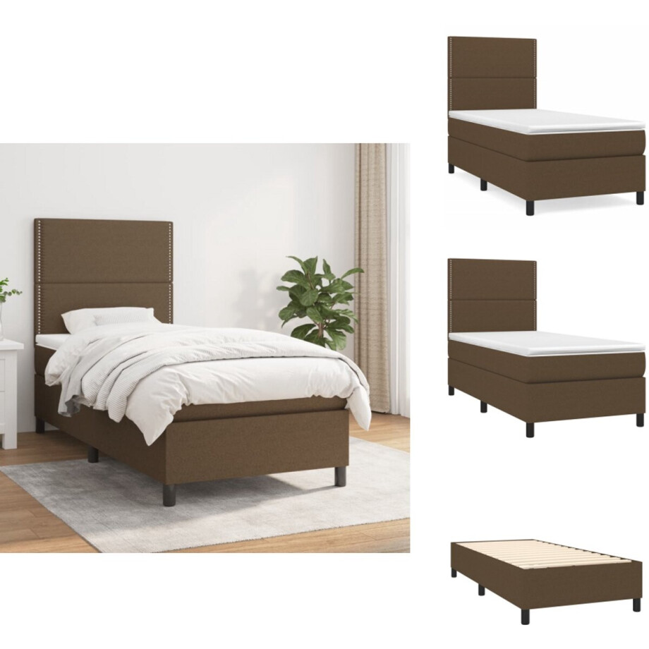 vidaXL Boxspring - Boxsprings - Bed - Slaapmeubel - Boxspring met matras stof donkerbruin 90x190 cm vidaXL Boxspring - Boxsprings - Bed - Slaapmeubel - Boxspring met matras stof donkerbruin 90x190 cm afbeelding 1