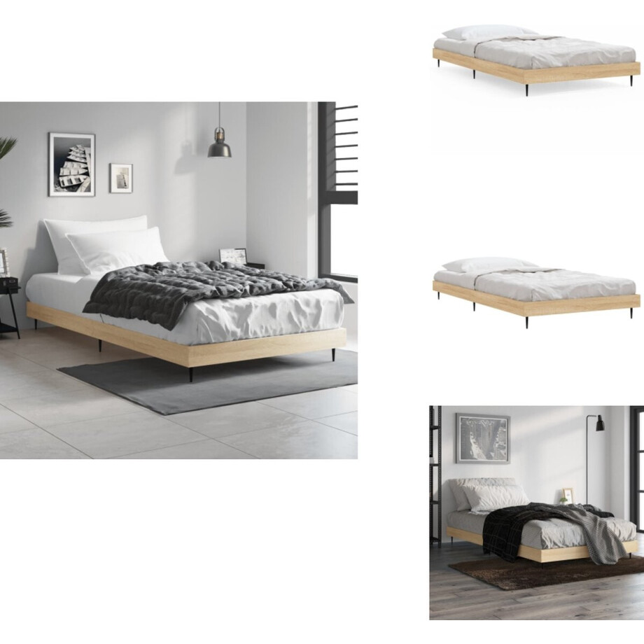 vidaXL Bedframe - Bedframes - Slaapkamermeubel - Slaapmeubel - Bedframe zonder matras hout sonoma eikenkleurig 100x200 cm afbeelding 1