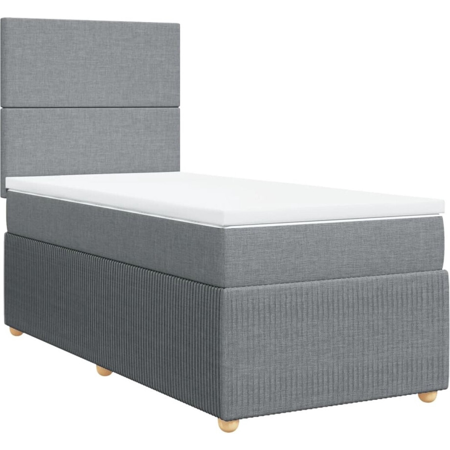 vidaXL - Boxspring - met - matras - stof - lichtgrijs - 90x190 - cm vidaXL - Boxspring - met - matras - stof - lichtgrijs - 90x190 - cm afbeelding 1