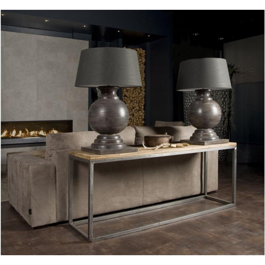 Tower Living Side Table Venetië - Tafelblad van Teak - Rechthoek - Landelijke Stijl - 180 x 40 x 70 cm - Oud Teak White Wash afbeelding 1