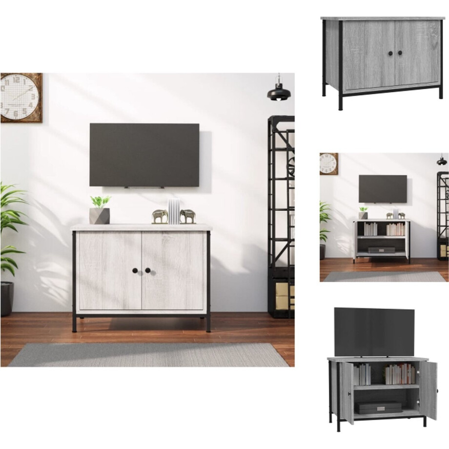 vidaXL Tv-meubel - Tv-meubelen - Tv-standaard - Televisiemeubel - Tv-meubel met deuren 60x35x45 cm bewerkt hout grijs sonoma afbeelding 1
