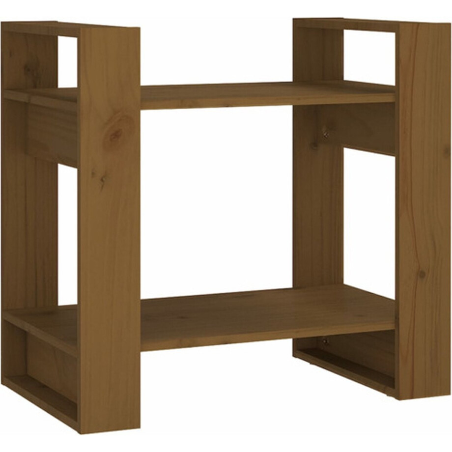 vidaXL - Boekenkast/kamerscherm - 60x35x57 - cm - massief - hout - honingbruin afbeelding 1