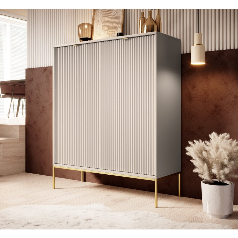 Meubella - Dressoir Navil 2 - Beige - 104 cm - Hoog Meubella - Dressoir Navil 2 - Beige - 104 cm - Hoog afbeelding 1