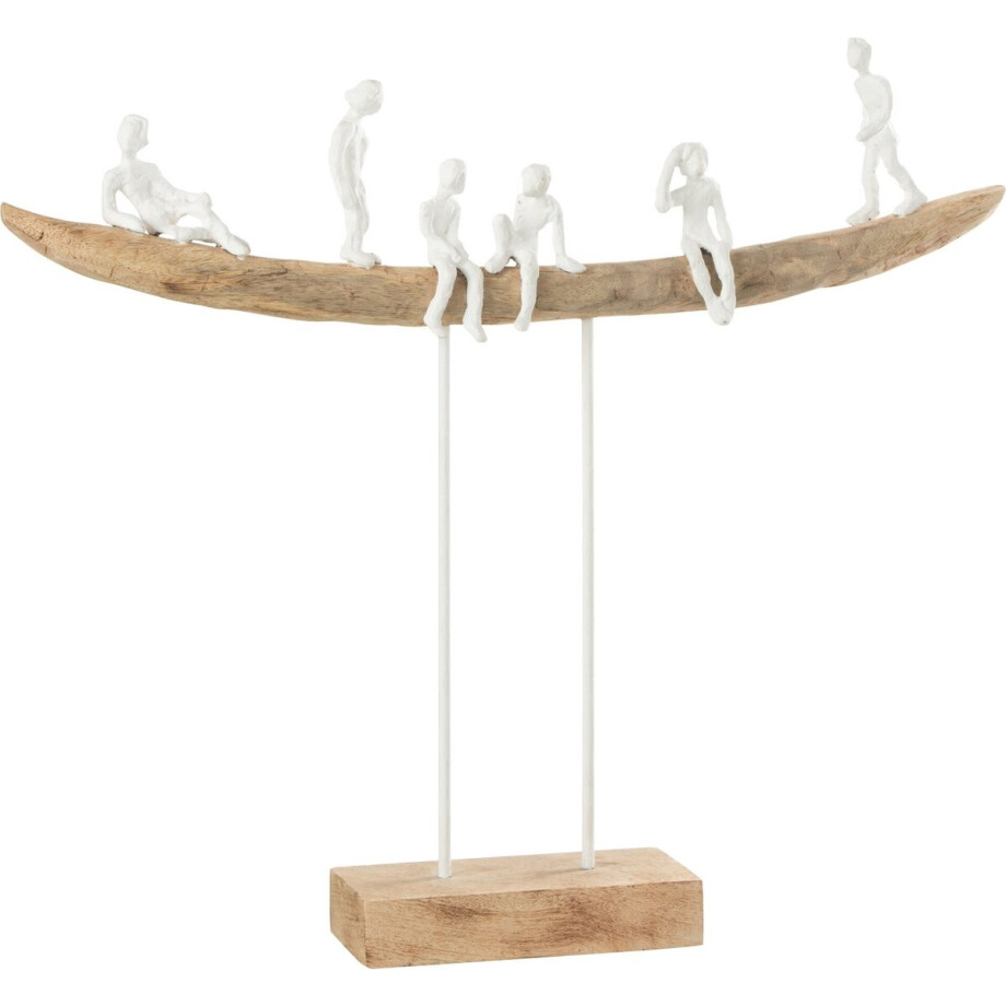 J-Line decoratie Mensen Op Bank - hout/metaal - wit/naturel - large afbeelding 1