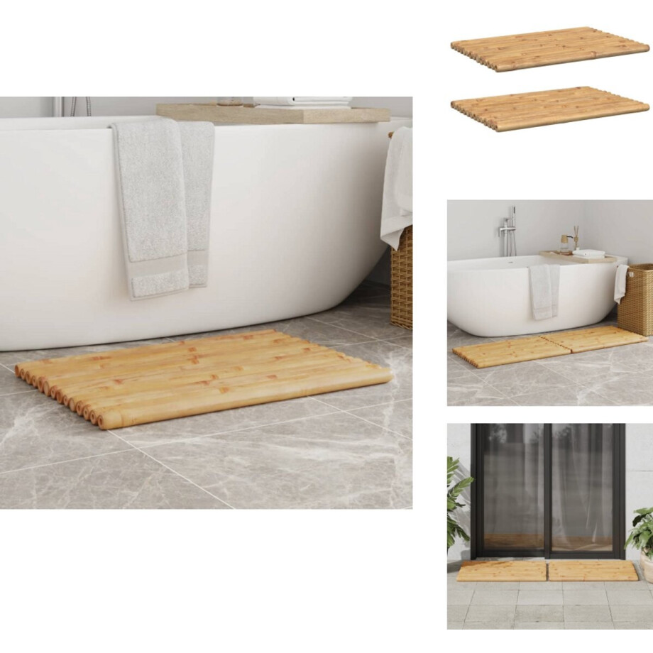 vidaXL - Badmatten - 2 - st - 70x50 - cm - bamboe afbeelding 1