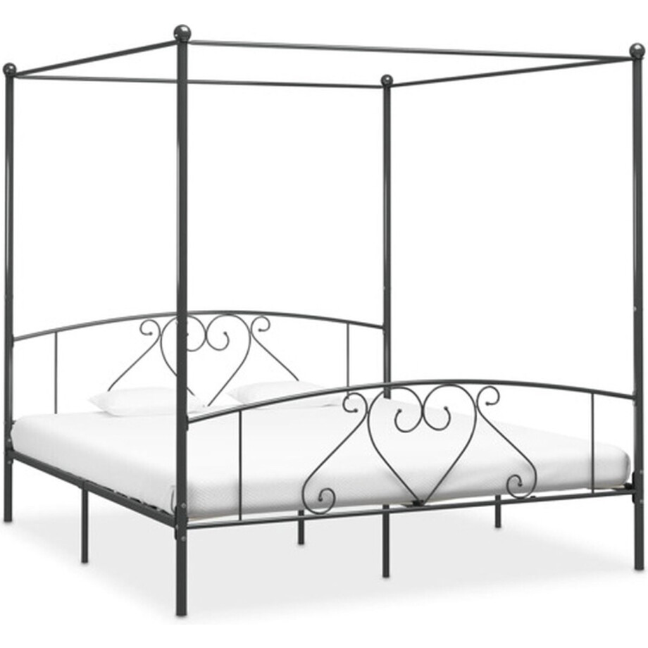 vidaXL - Hemelbedframe - metaal - grijs - 180x200 - cm afbeelding 1