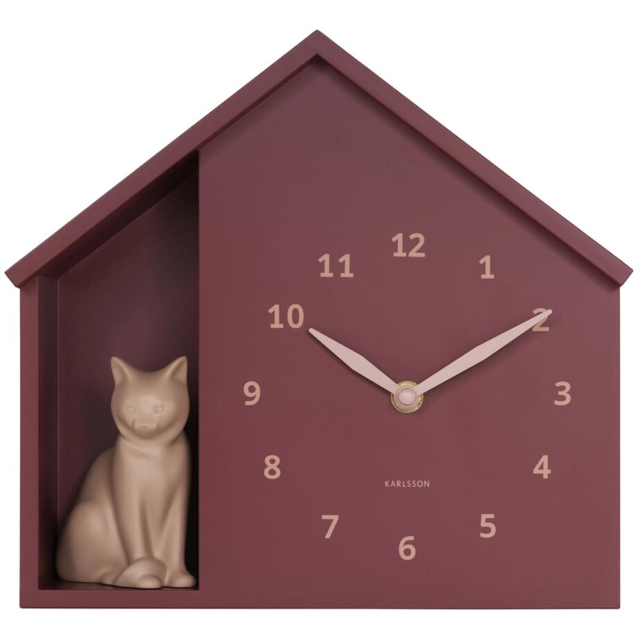 Karlsson Wandklok Sitting Cat - Rood - 24.9x24.9x27cm - Wandklok Modern Karlsson Wandklok Sitting Cat - Rood - 24.9x24.9x27cm - Wandklok Modern afbeelding 1