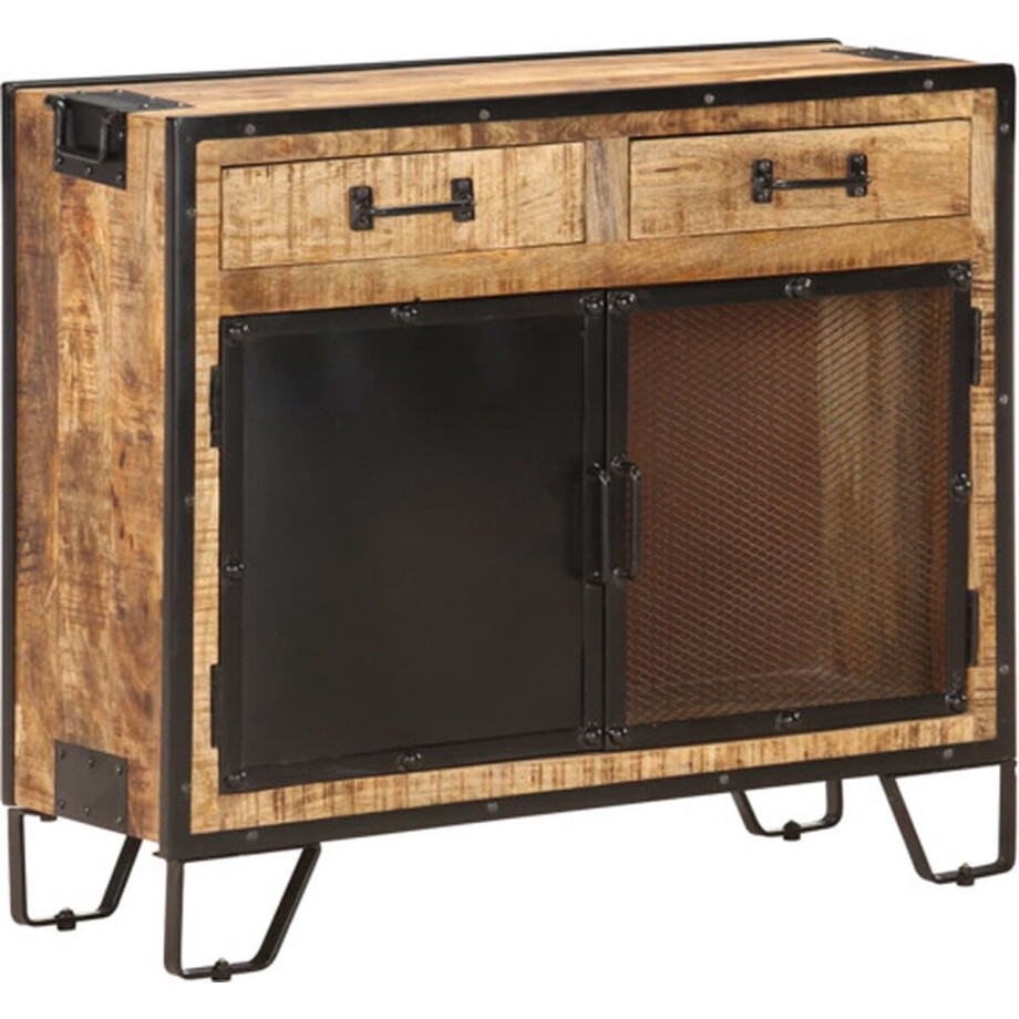 vidaXL - Dressoir - 80x31x71 - cm - massief - ruw - mangohout vidaXL - Dressoir - 80x31x71 - cm - massief - ruw - mangohout afbeelding 1