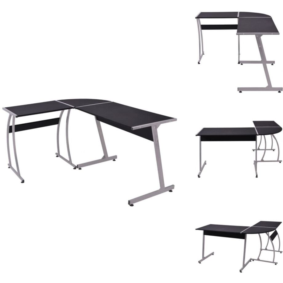 vidaXL Bureau - Bureaus - Buro - Hoekbureau - Hoekbureau L-vormig zwart vidaXL Bureau - Bureaus - Buro - Hoekbureau - Hoekbureau L-vormig zwart afbeelding 1