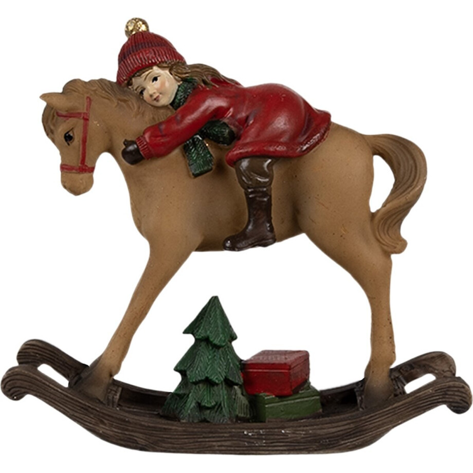 Clayre & Eef Decoratie Beeld Hobbelpaard 11x4x10 cm Bruin Polyresin afbeelding 1