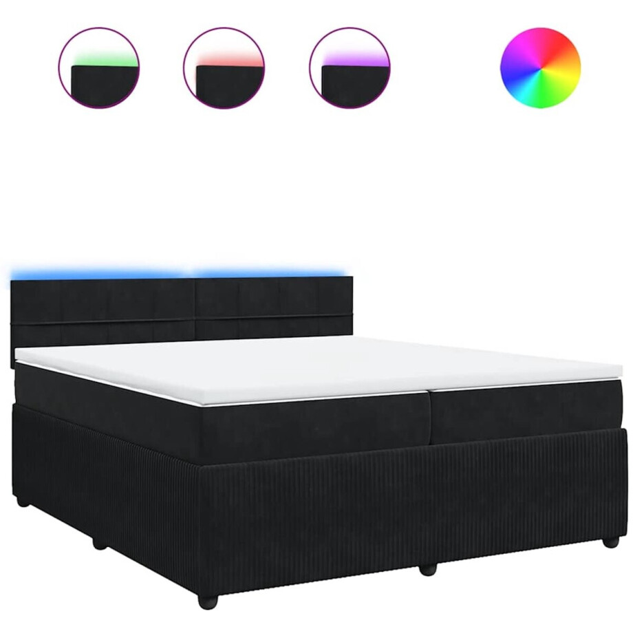 vidaXL - Boxspring - met - matras - fluweel - zwart - 200x200 - cm afbeelding 1