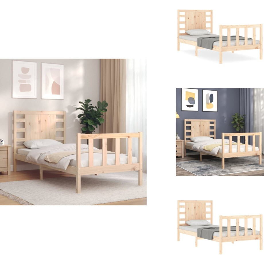 vidaXL Bedframe - Bedframes - Bed - Eenpersoonsbed - Bedframe zonder matras massief grenenhout 90x200 cm vidaXL Bedframe - Bedframes - Bed - Eenpersoonsbed - Bedframe zonder matras massief grenenhout 90x200 cm afbeelding 1