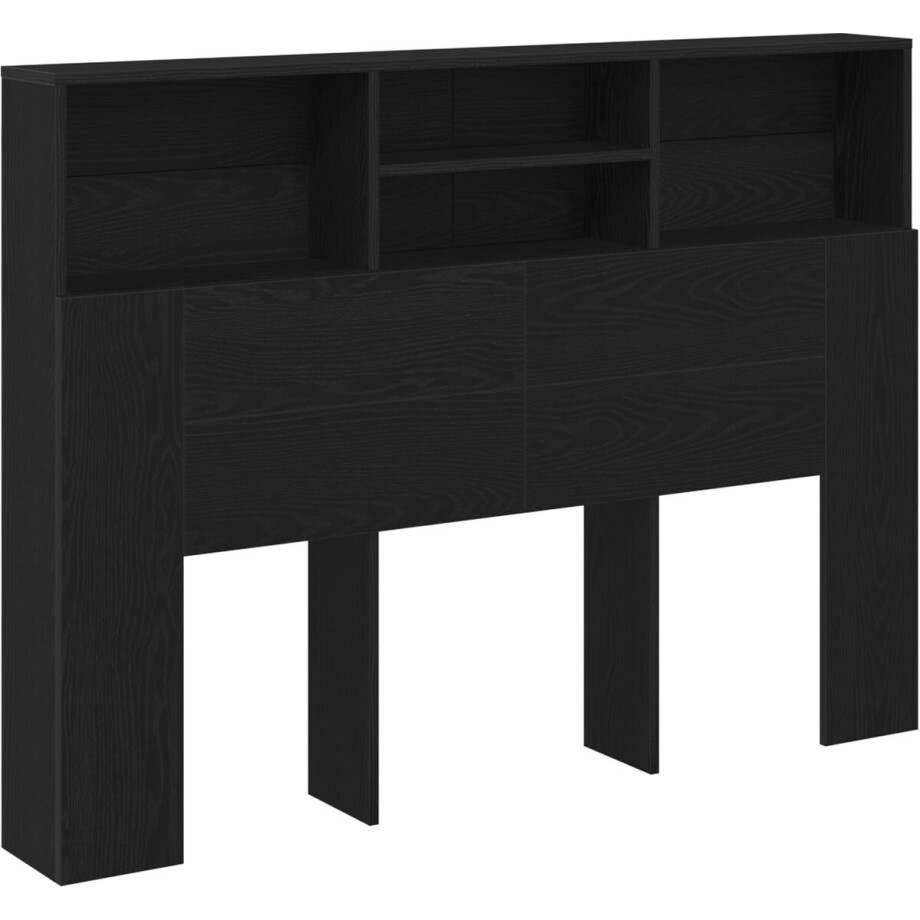 vidaXL - Hoofdeinde - Kast - Zwart - Eiken - 140 - x - 19 - x - 103,5 - cm - Bewerkt - hout afbeelding 1