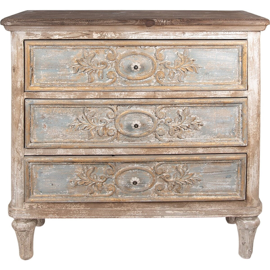 Clayre & Eef Dressoir 97x38x98 cm Beige Grijs Hout Clayre & Eef Dressoir 97x38x98 cm Beige Grijs Hout afbeelding 1