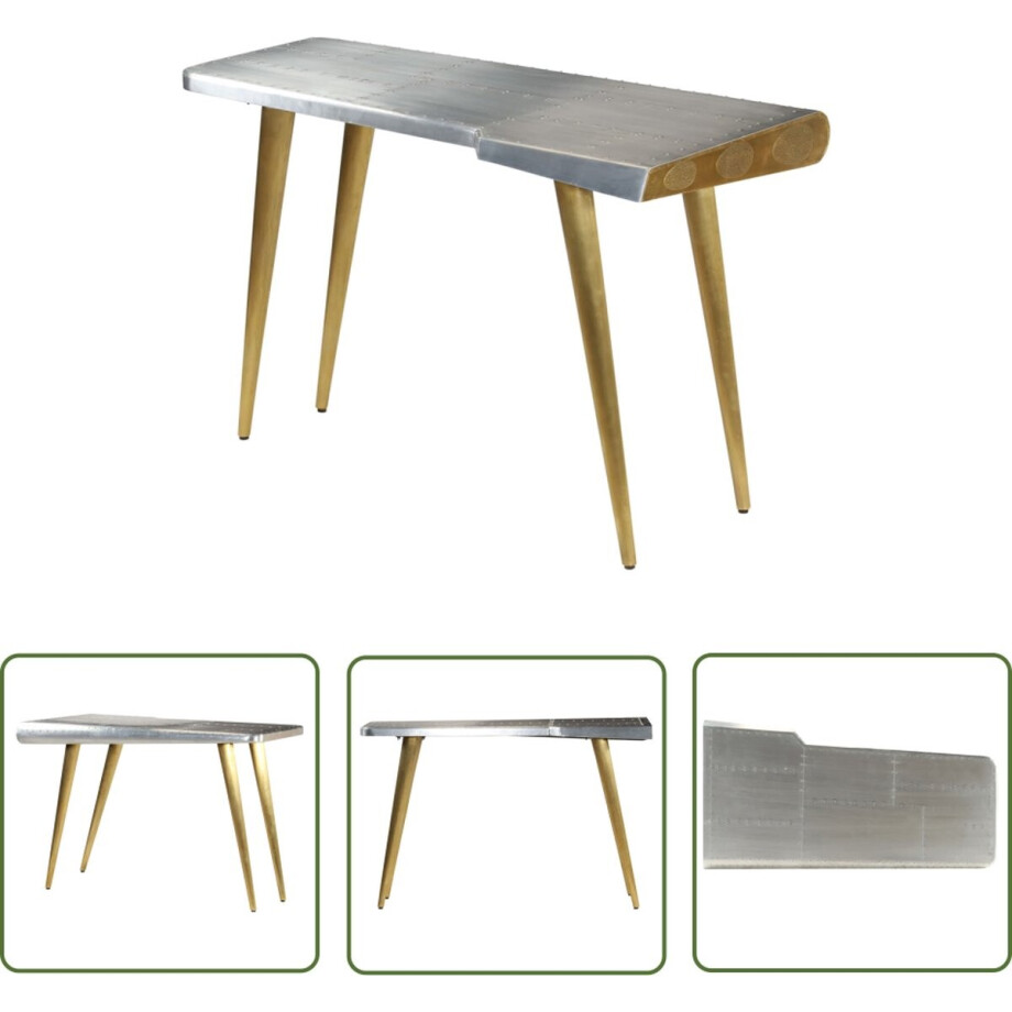 vidaXL Industrieel Bureau - Vintage Bureau - Schrijftafel Aviator vintage luchtvaartstijl 120x60x76 cm - Houten Bureau - Bureaushop - Schrijfblad afbeelding 1