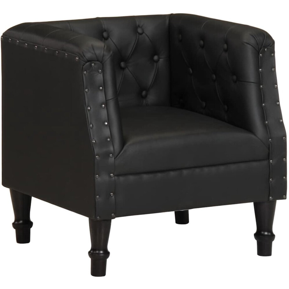 vidaXL - Fauteuil - echt - leer - zwart afbeelding 1