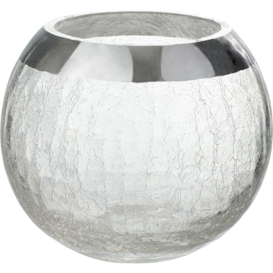 J-Line kaarshouder Bol Craquelé - glas - transparant/zilver - medium J-Line kaarshouder Bol Craquelé - glas - transparant/zilver - medium afbeelding 1
