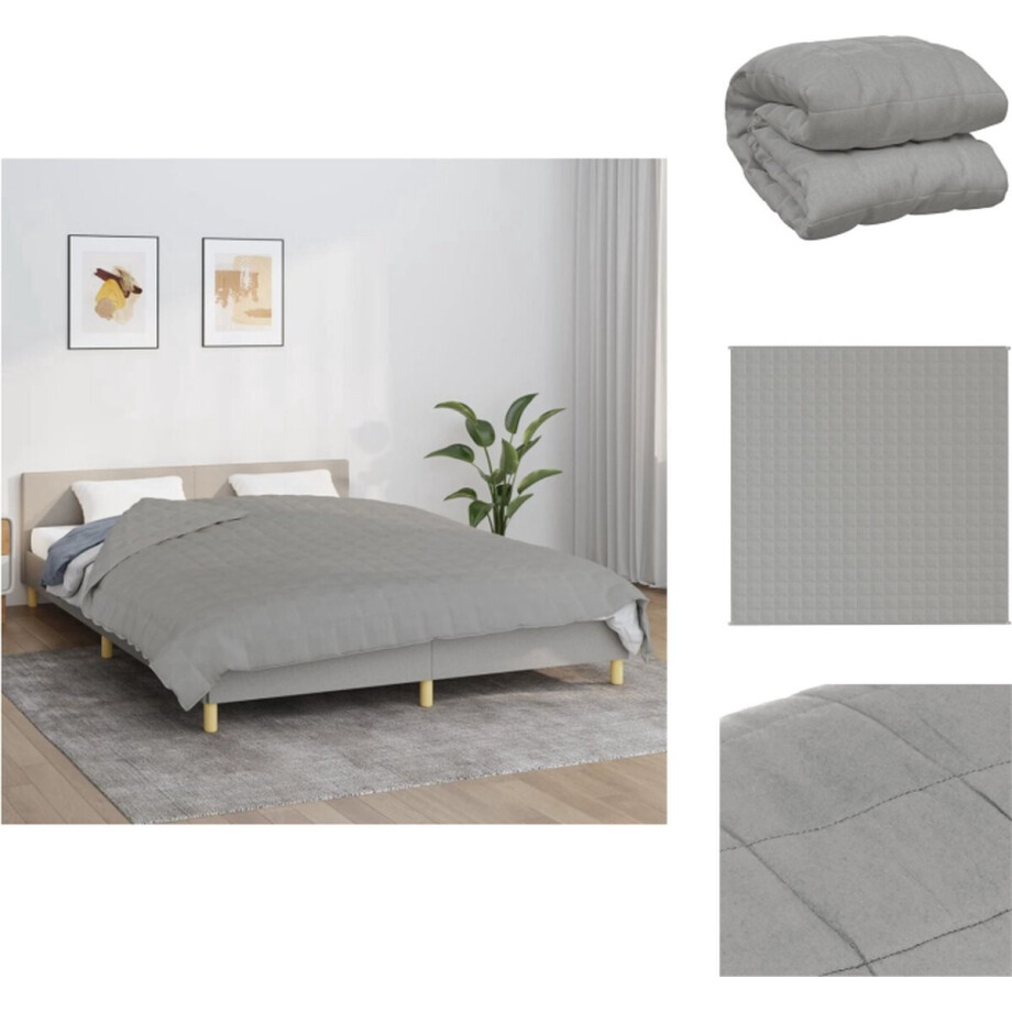 vidaXL - Verzwaringsdeken - 200x200 - cm - 9 - kg - stof - grijs vidaXL - Verzwaringsdeken - 200x200 - cm - 9 - kg - stof - grijs afbeelding 1