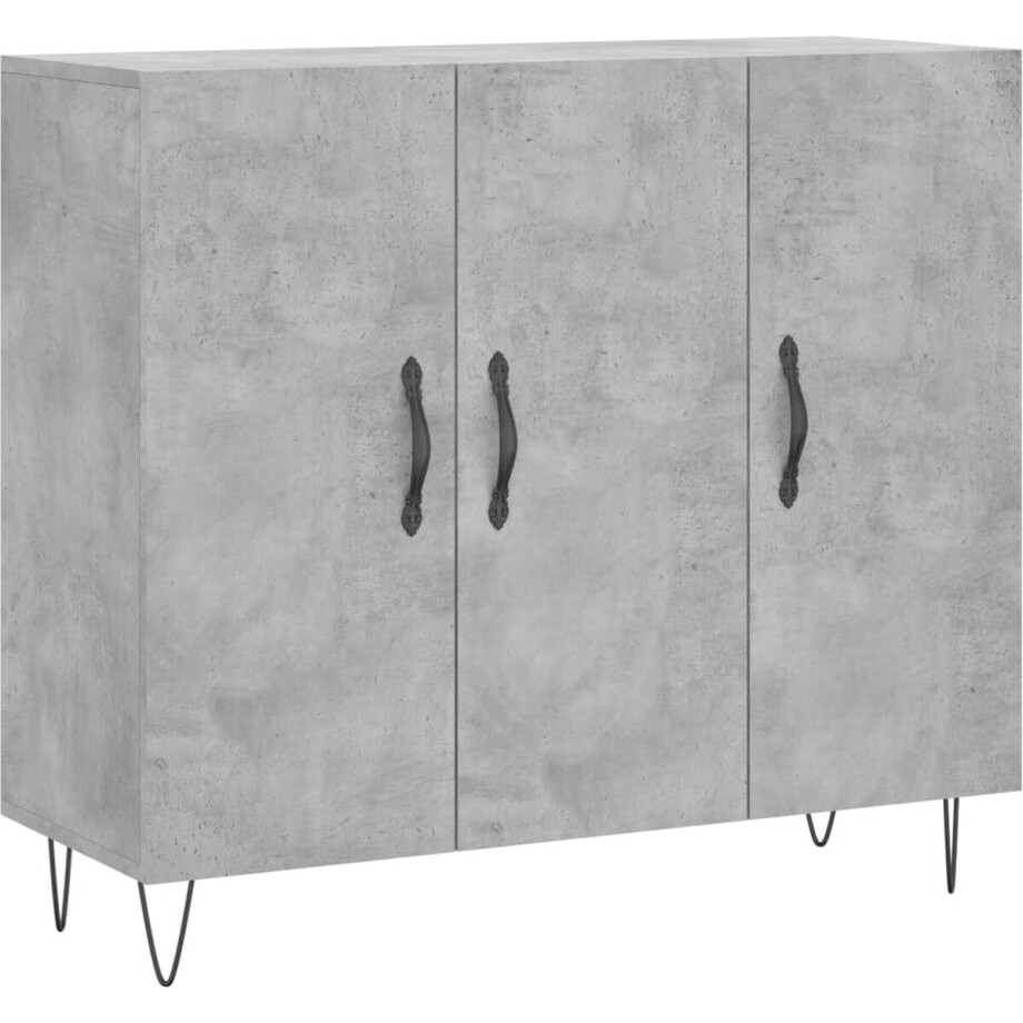 vidaXL - Dressoir - 90x34x80 - cm - bewerkt - hout - betongrijs afbeelding 1