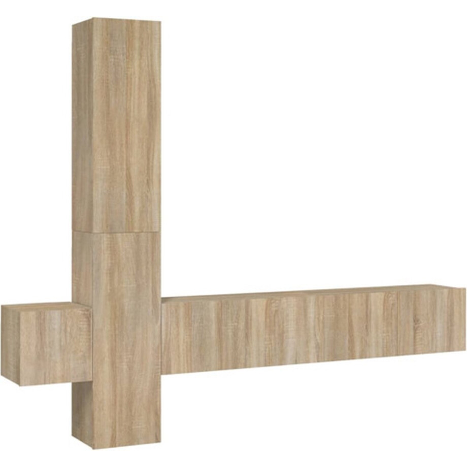 vidaXL - 5-delige - Tv-meubelset - bewerkt - hout - sonoma - eikenkleurig afbeelding 1