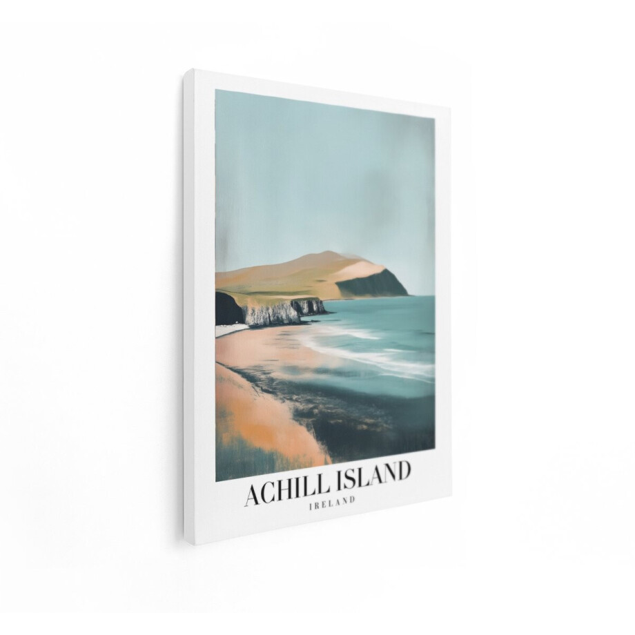 Artaza Canvas Schilderij Achill Island - Ierland Kustlandschap Schilderen met Serene Oceaan en Zandstrand - 30x40 cm - Klein - Wanddecoratie Woonkamer - Schilderijen - Muurdecoratie afbeelding 1