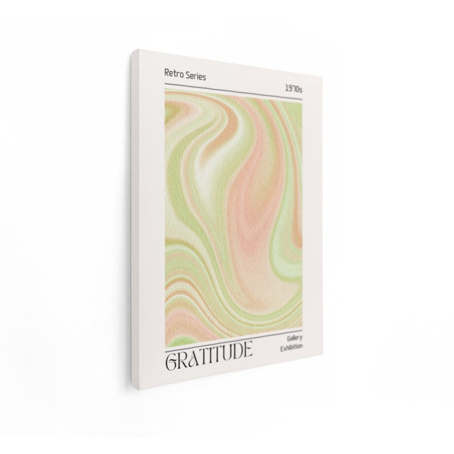 Artaza Canvas Schilderij Retro Abstracte Kunstposter Uit de Jaren Zeventig met Pastelkleurige Krullen en Tekst 'Dankbaarheid' - 90x120 cm - Groot - Wanddecoratie Woonkamer - Schilderijen - Muurdecoratie Artaza Canvas Schilderij Retro Abstracte Kunstposter Uit de Jaren Zeventig met Pastelkleurige Krullen en Tekst 'Dankbaarheid' - 90x120 cm - Groot - Wanddecoratie Woonkamer - Schilderijen - Muurdecoratie afbeelding 1