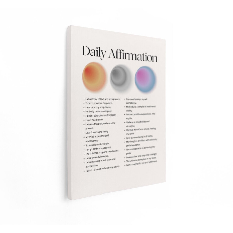 Artaza Canvas Schilderij Dagelijkse Affirmatielijst met Abstracte Gradiëntsferen - 60x80 cm - Wanddecoratie Woonkamer - Schilderijen - Muurdecoratie afbeelding 1