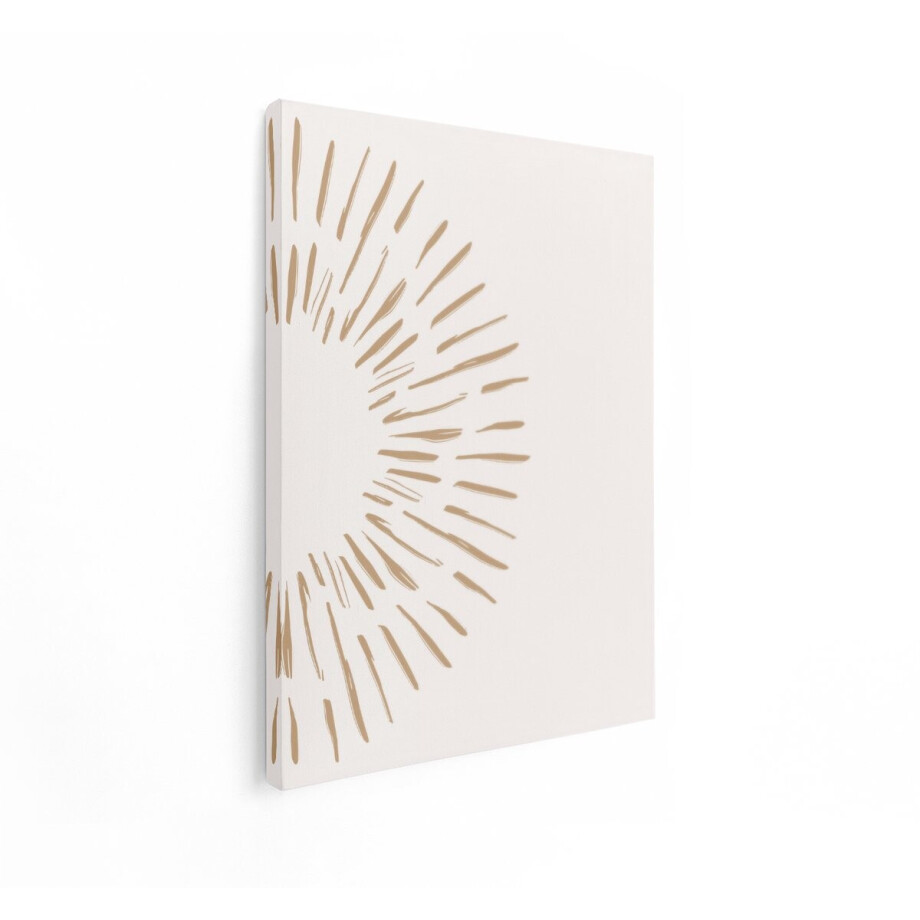 Artaza Canvas Schilderij Abstracte Gouden Zonnestralen op een Zachte Crème Achtergrond - 60x80 cm - Wanddecoratie Woonkamer - Schilderijen - Muurdecoratie afbeelding 1