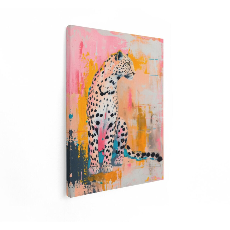 Artaza Canvas Schilderij Abstract Luipaard - 30x40 cm - Wanddecoratie Dieren - Muurdecoratie Modern - Schilderijen Op Canvas Kleurrijk afbeelding 1
