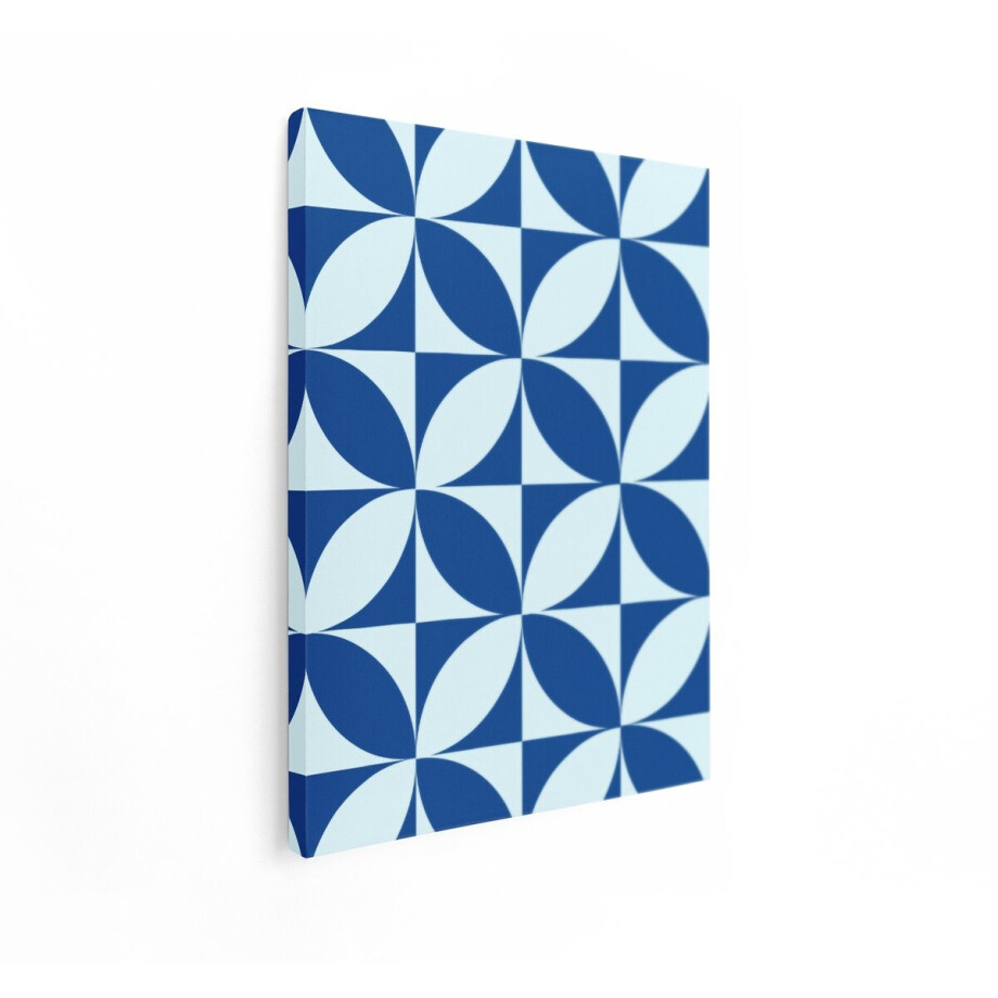 Artaza Canvas Schilderij Abstract Geometrisch Patroon met Blauwe en Lichtblauwe Cirkelsegmenten - 30x40 cm - Klein - Wanddecoratie Woonkamer - Schilderijen - Muurdecoratie afbeelding 1